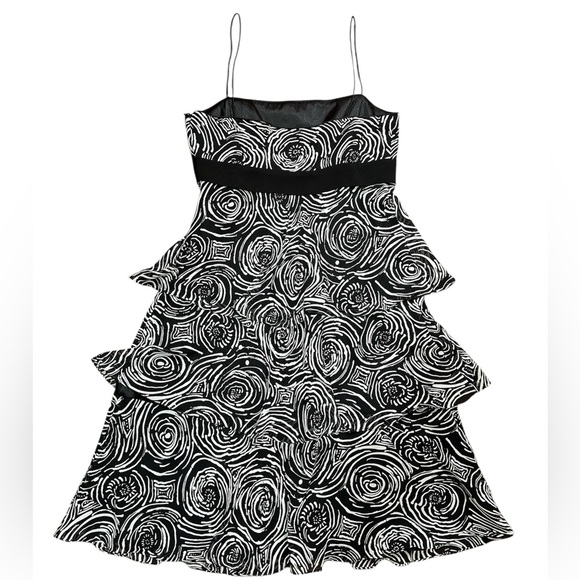 Liz Claiborne black and white tiered ruffle dress Holiday Party Dress - Picture 3 of 11